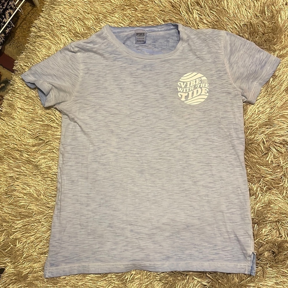 PINK Victoria's Secret Light Blue Heather Short Sleeve Tee